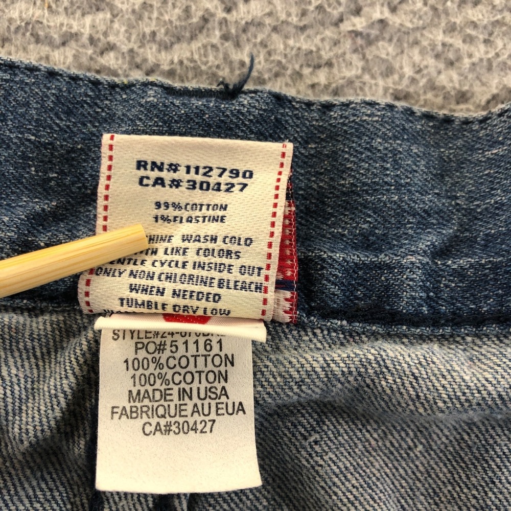 Vintage True Religion Jeans Mens 42x34 Blue Y2K Straight Skull Patch Made In USA - Picture 10 of 15
